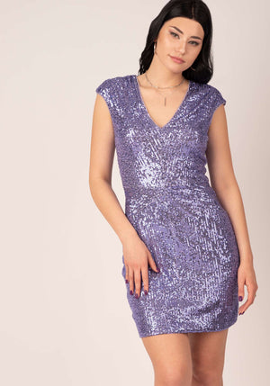 Fé Mini Dress in Purple Sequins