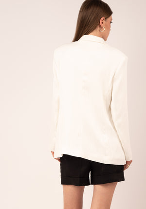 Single Breasted Oversized Women's Blazer in White