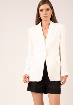 Single Breasted Oversized Women's Blazer in White