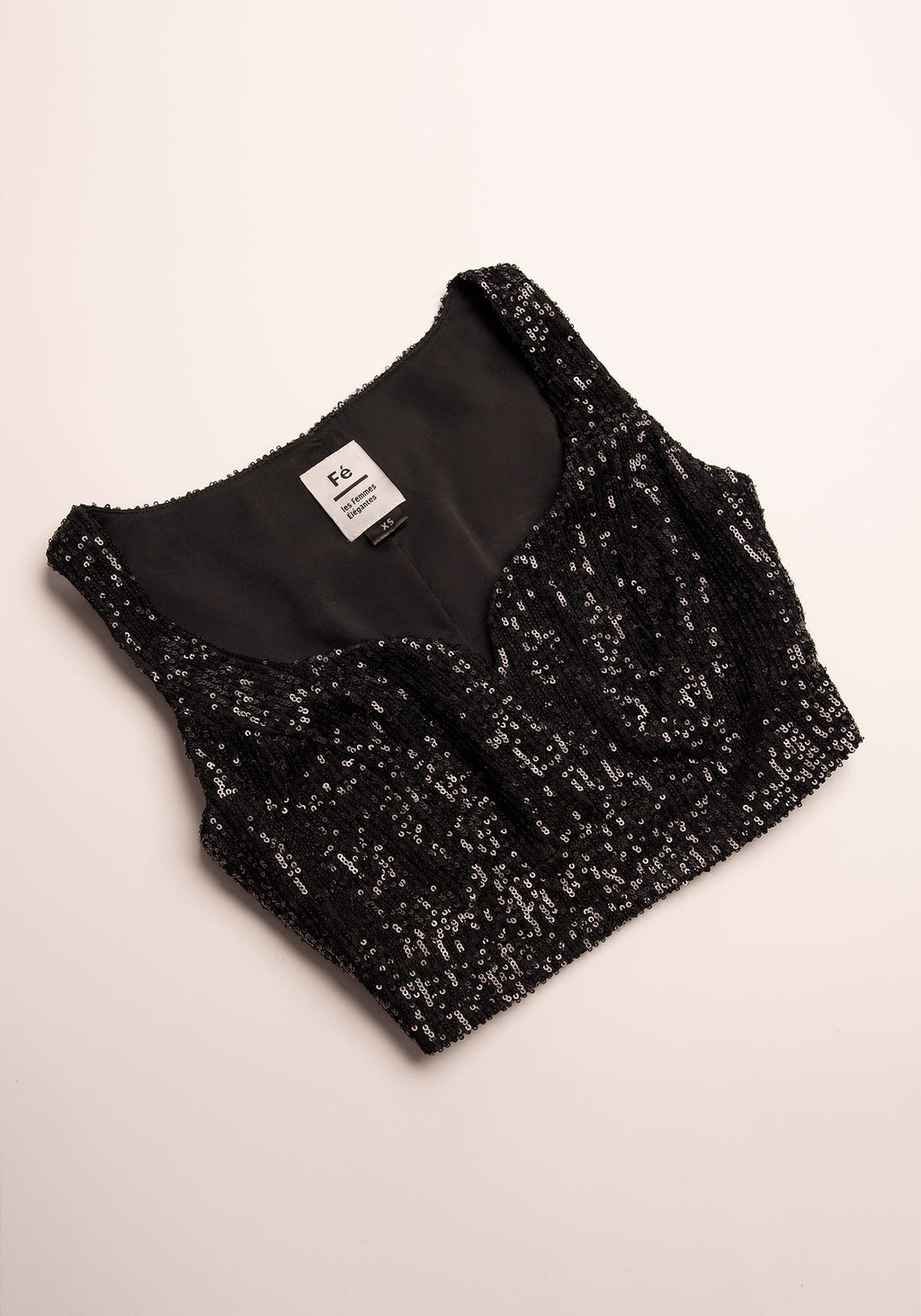 Sweetheart Crop Top in Black Sequins