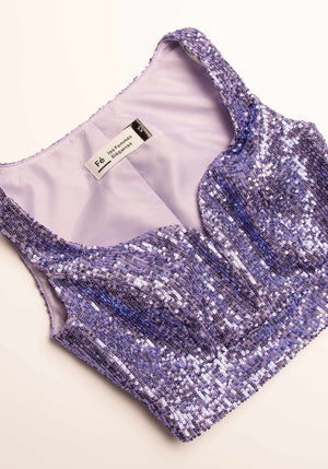 Sweetheart Crop Top in Purple Sequins