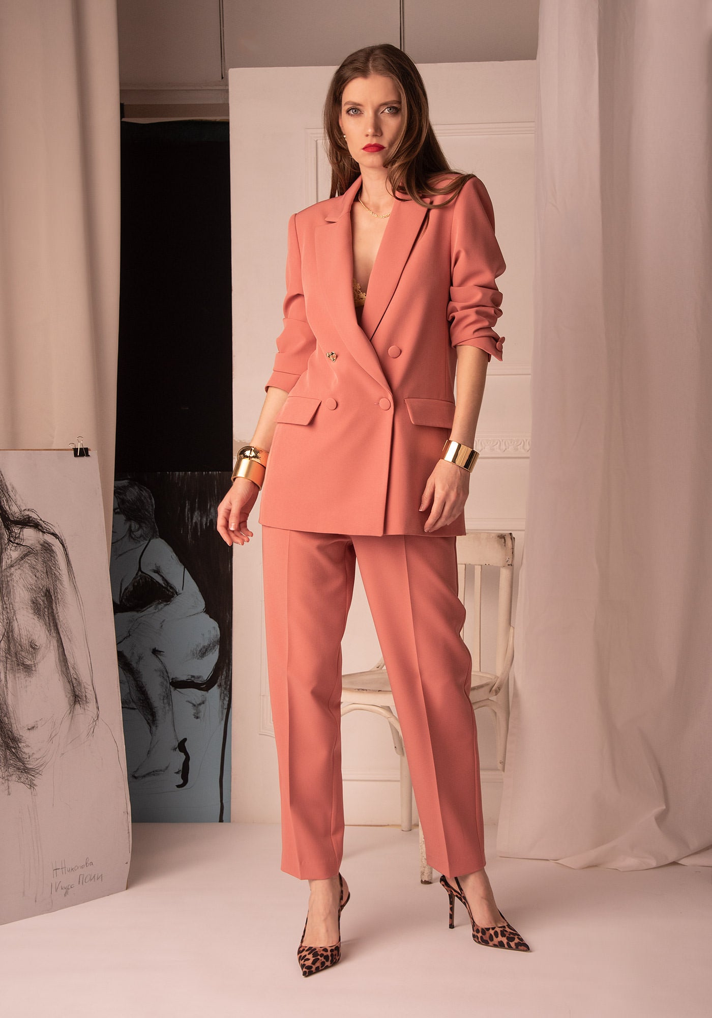 Women's Oversized Blazer in Terracotta Blush