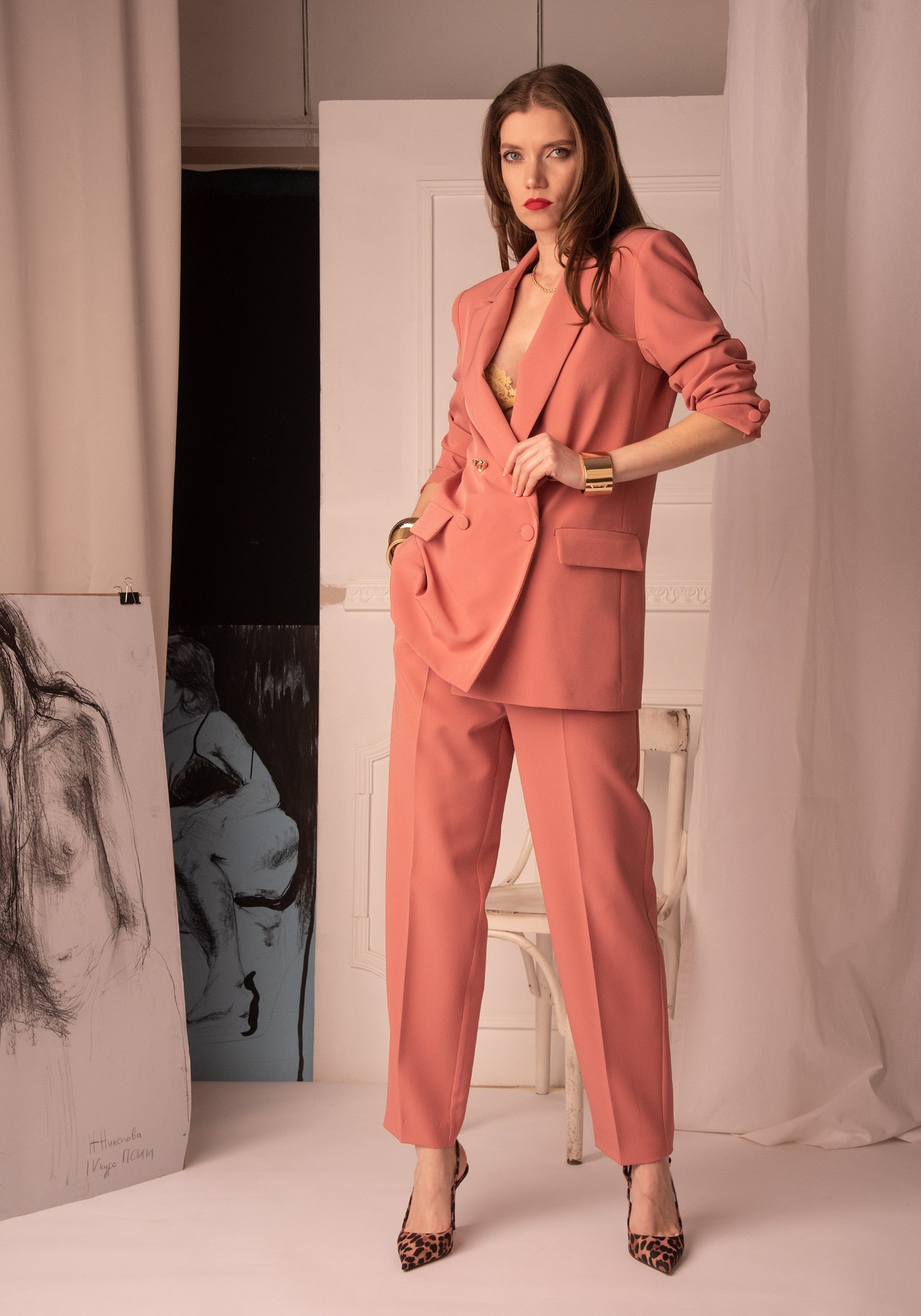 Women's Oversized Blazer in Terracotta Blush