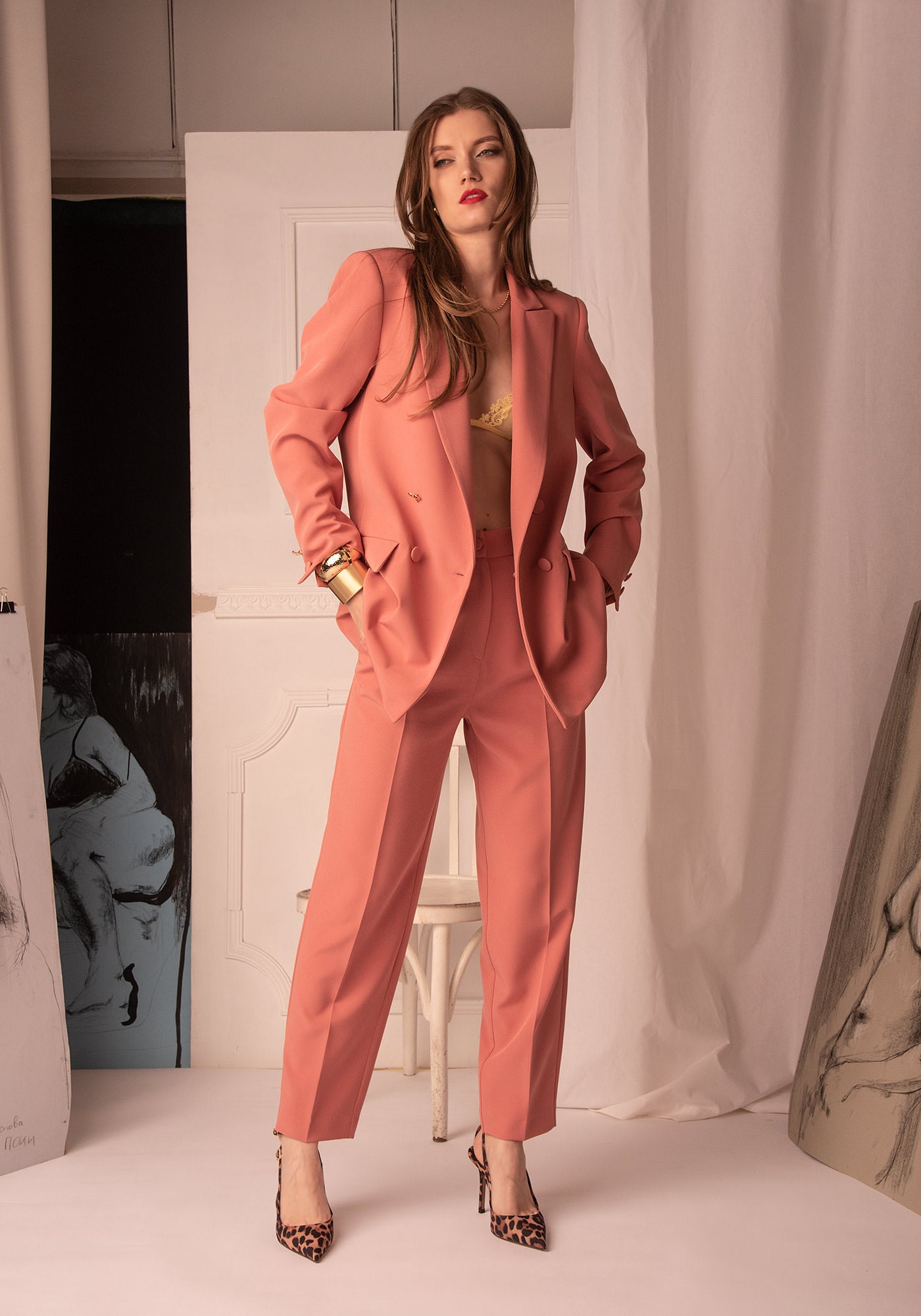 Women's Oversized Blazer in Terracotta Blush