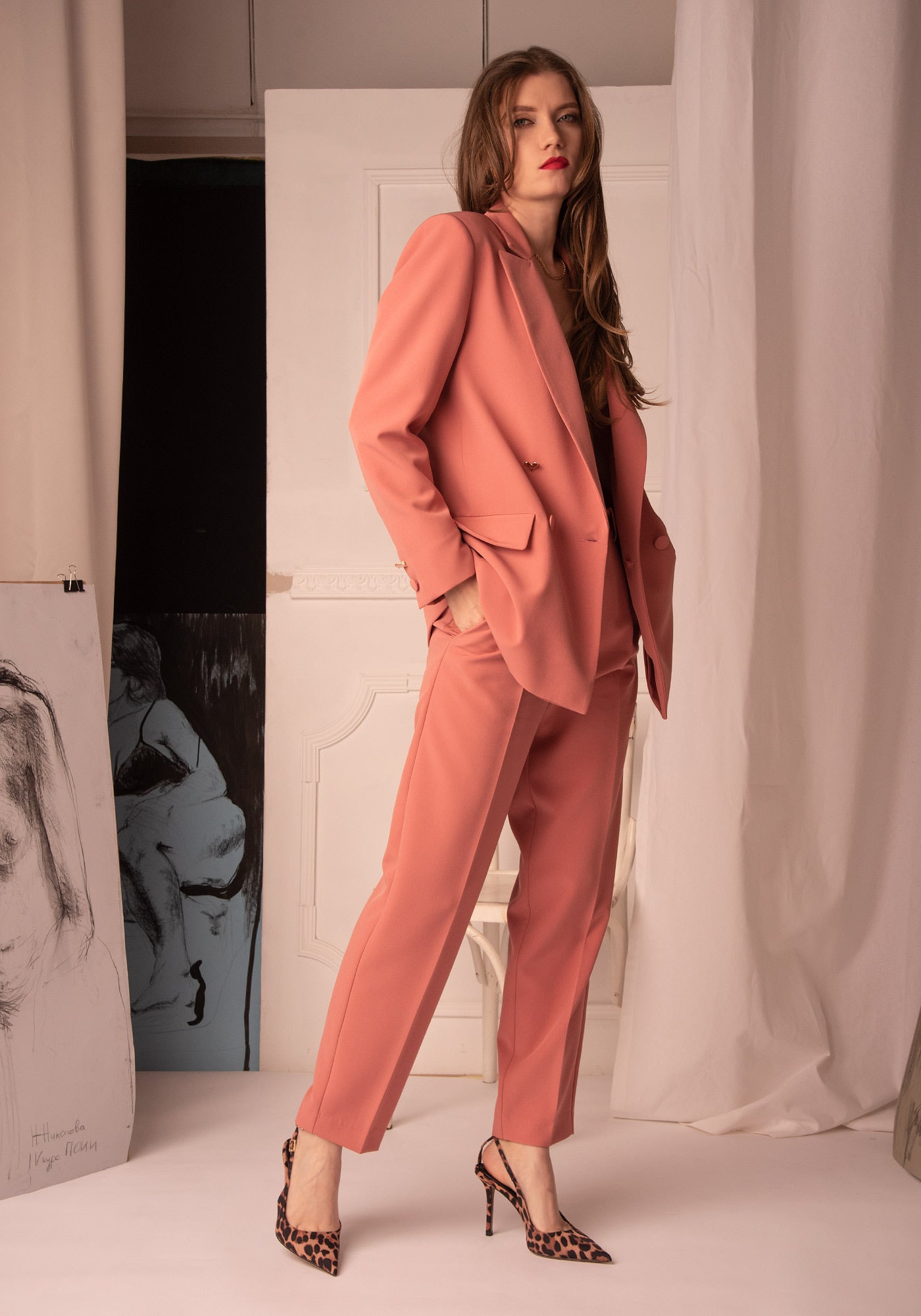 Women's Oversized Blazer in Terracotta Blush