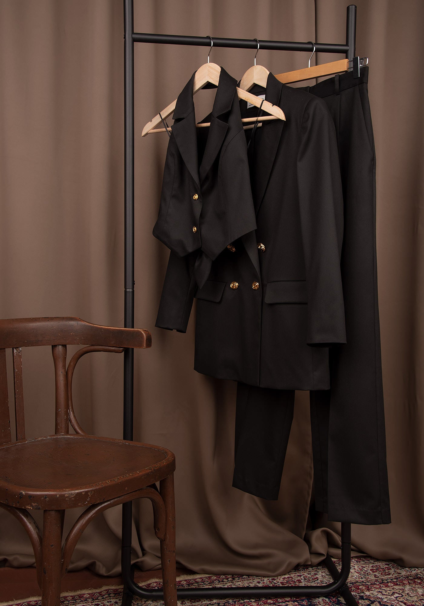 Open Back Women's Tailored Waistcoat in Bengal Stripe Black