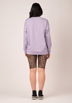 Fé Embroidered Logo Sweatshirt in Purple