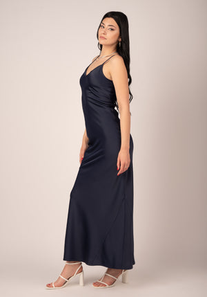 Satin Slip Dress in Navy