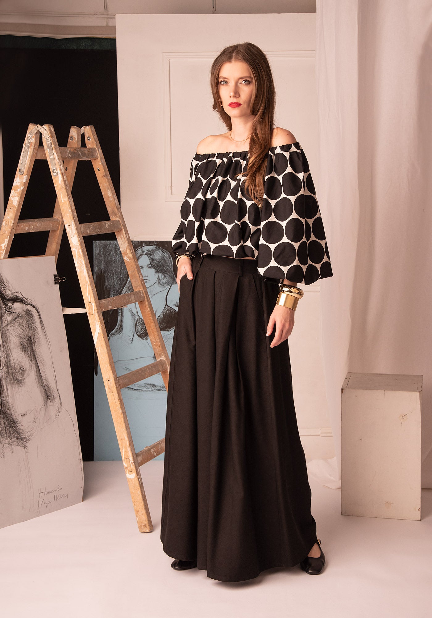 Women's Cloud Cotton Top in Polka dot