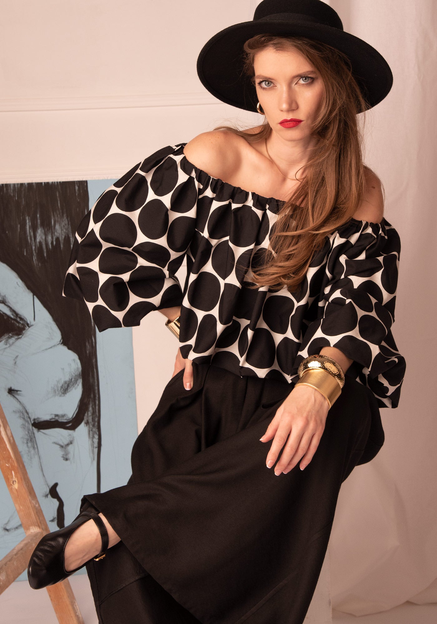 Women's Cloud Cotton Top in Polka dot