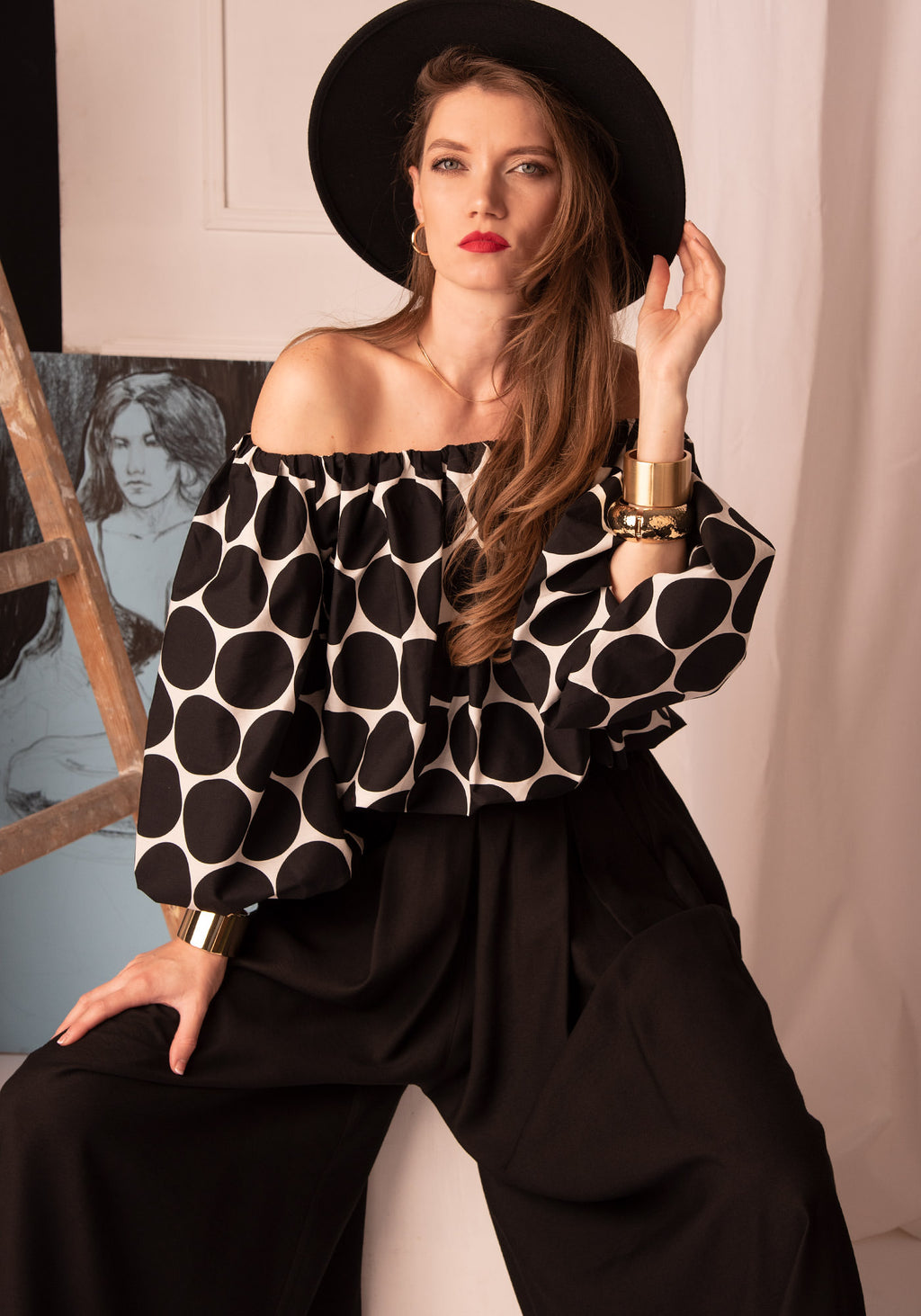 Women's Cloud Cotton Top in Polka dot