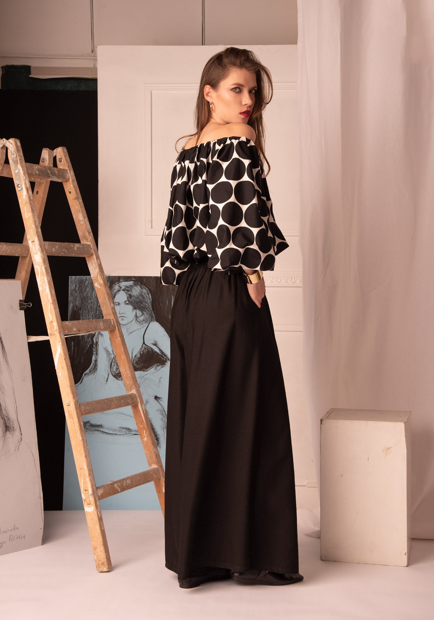 Women's Cloud Cotton Top in Polka dot