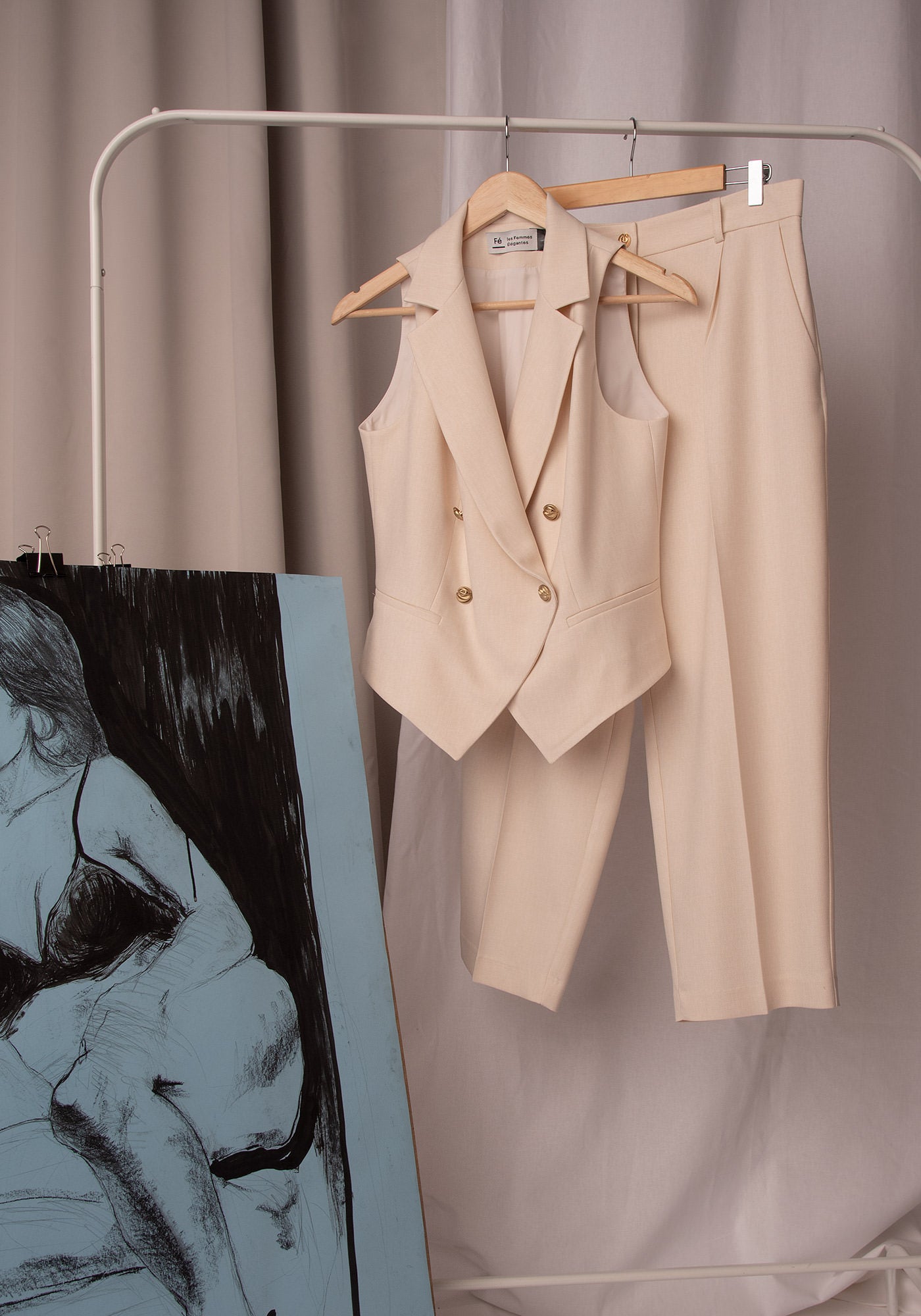 Women's Tailored Waistcoat in Champagne