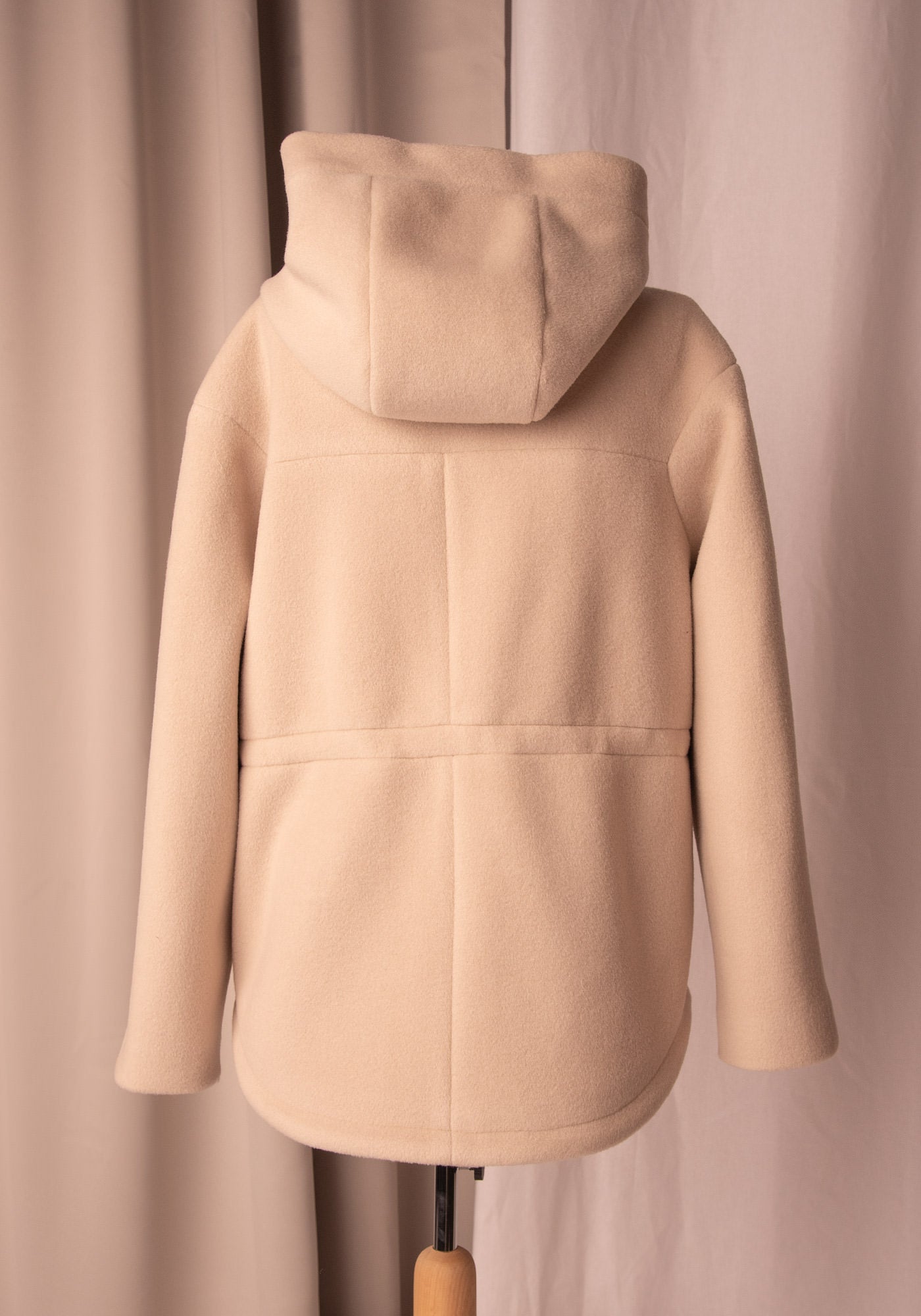 Fé Wool-Blend Hooded Coat in Beige