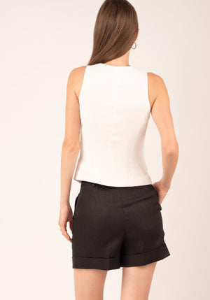 Single Breasted Tailored Women's Vest in White