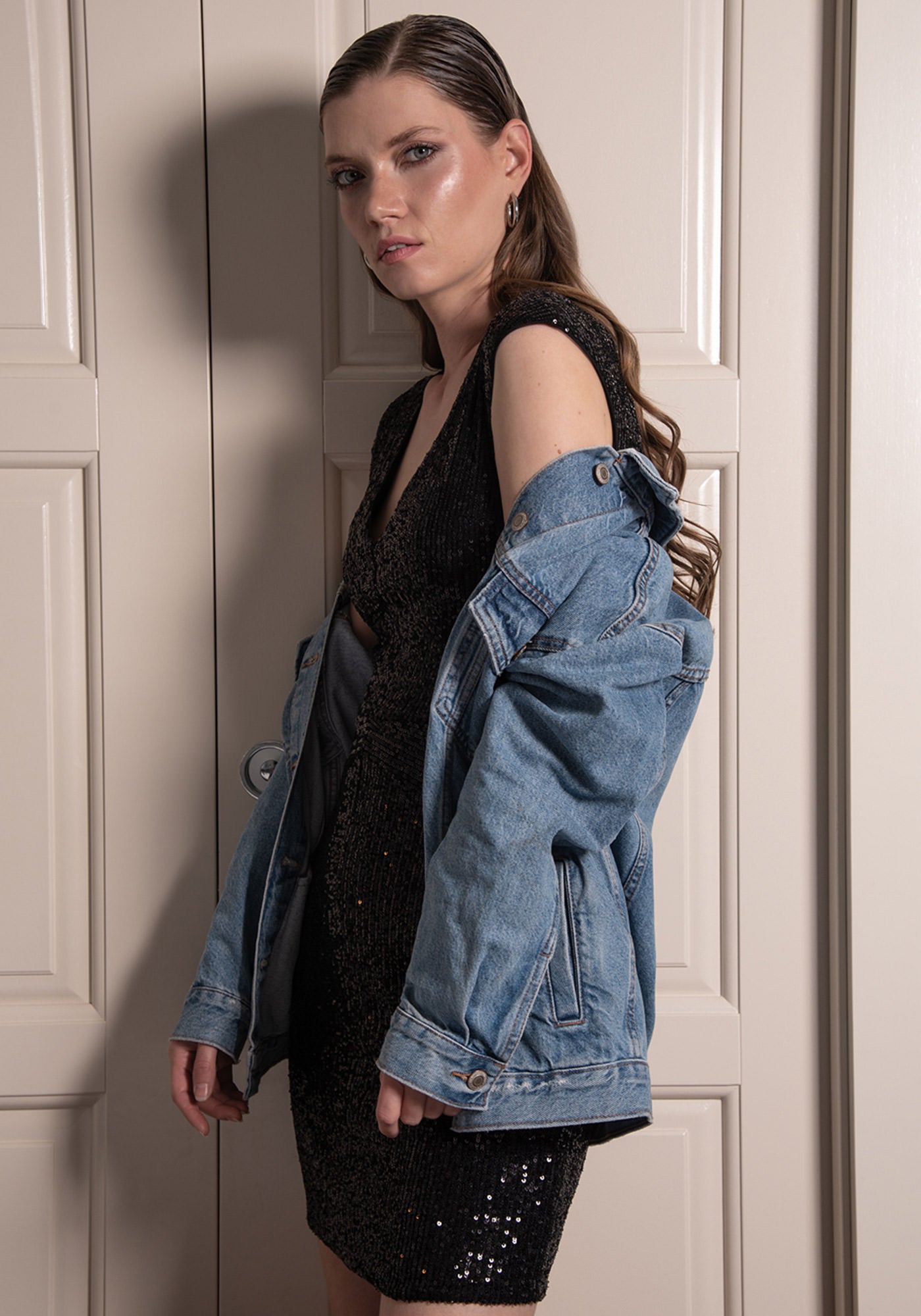 Fé Мини Рокля от Пайети в Черно