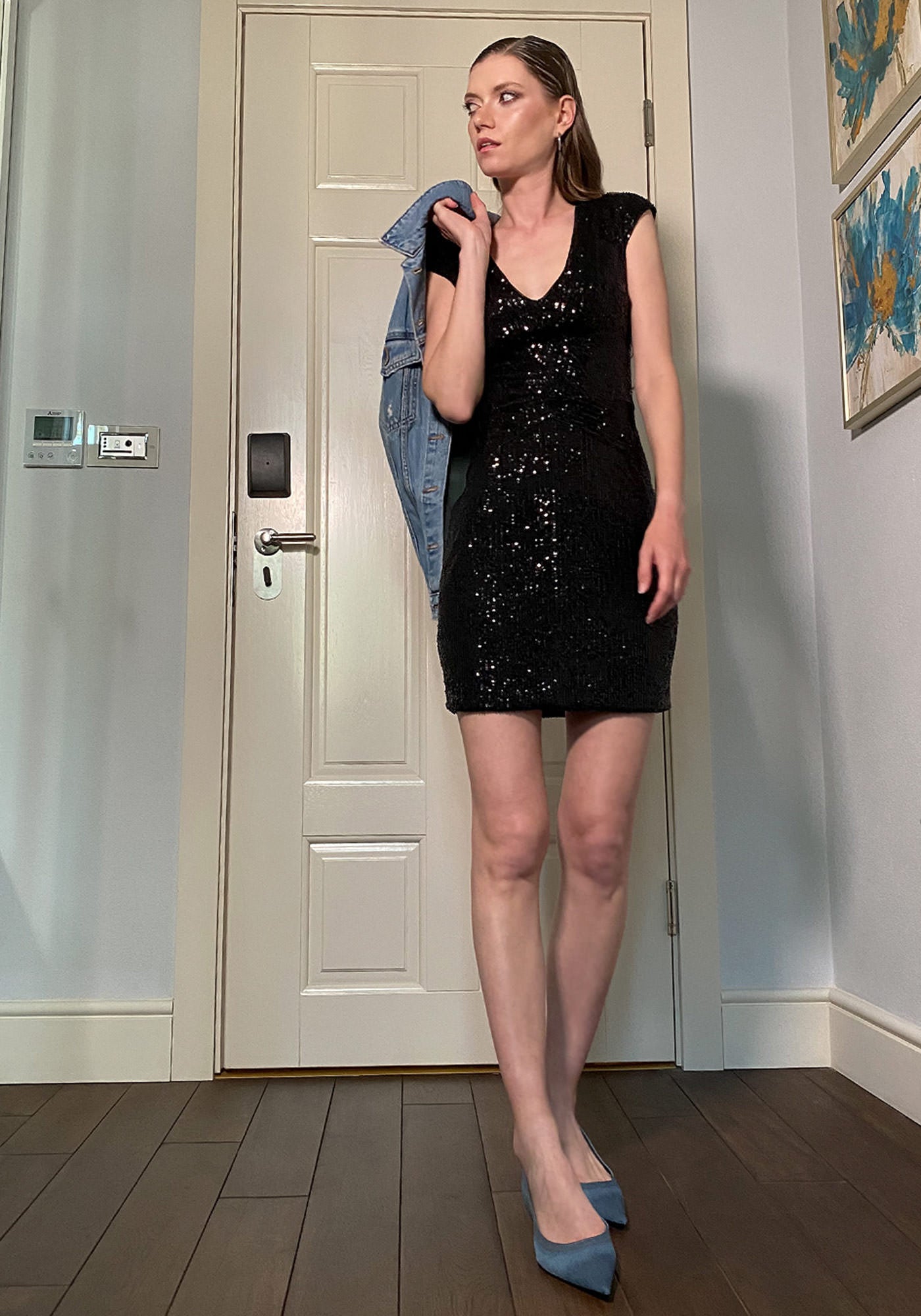 Fé Мини Рокля от Пайети в Черно