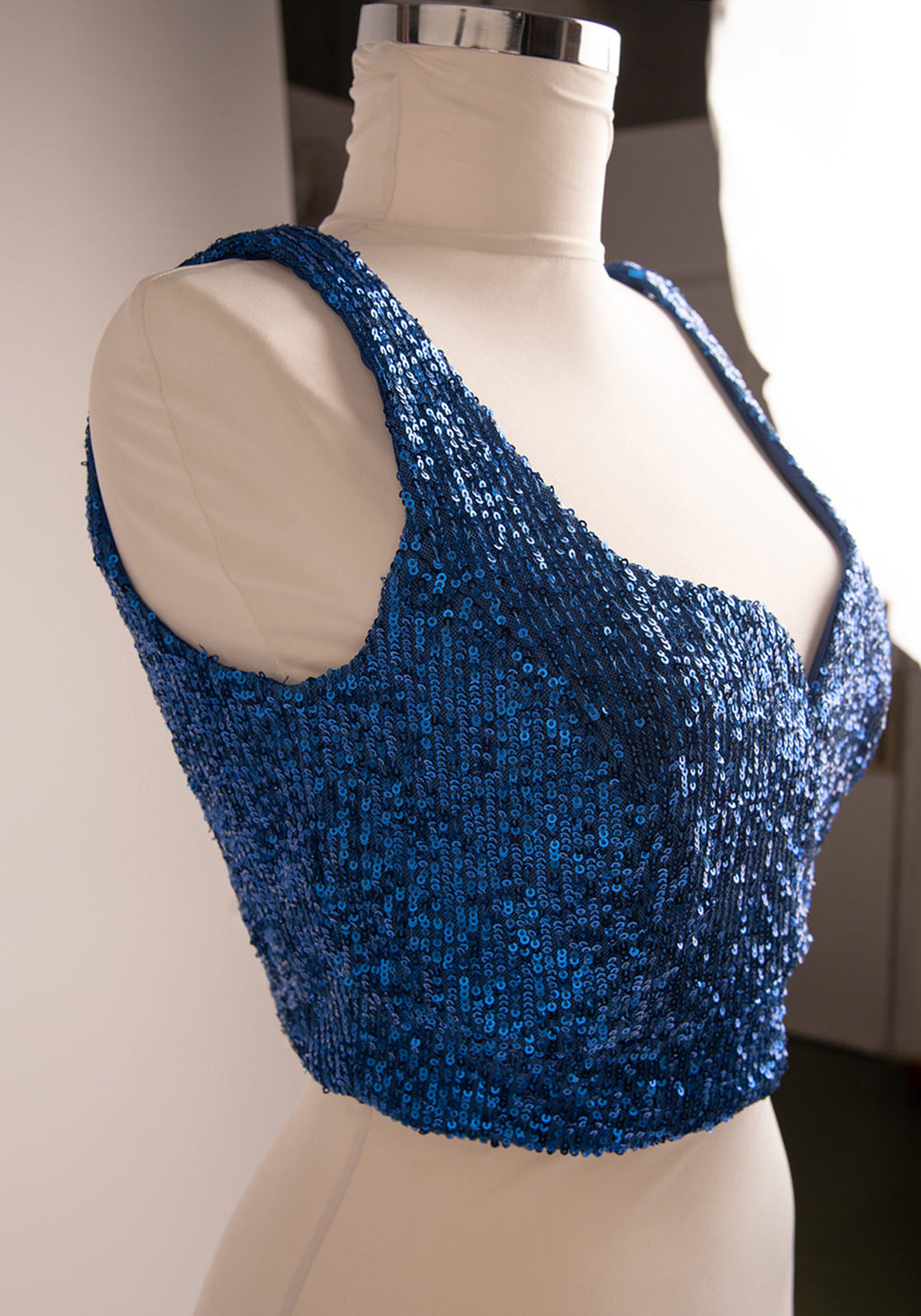 Sweetheart Crop Top in Blue Sequins