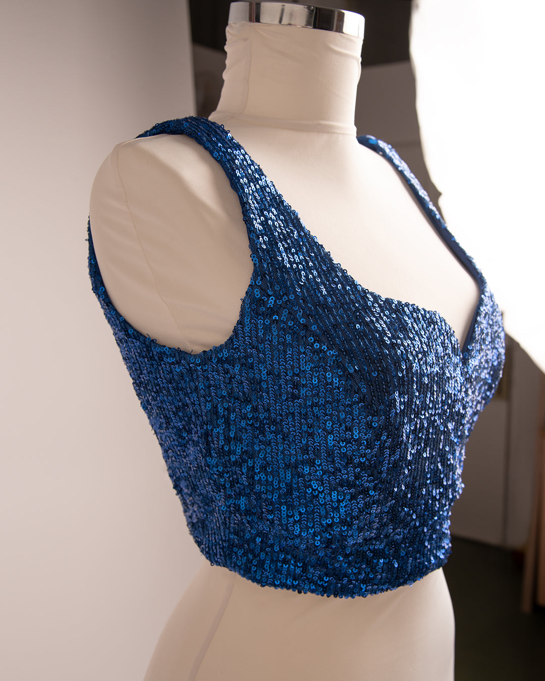 Sweetheart Crop Top in Blue Sequins