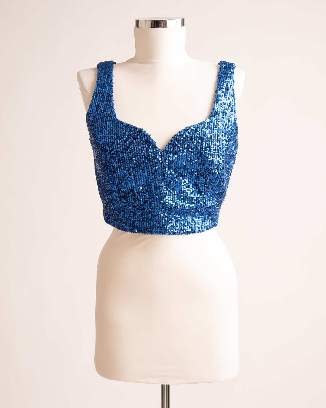 Sweetheart Crop Top in Blue Sequins