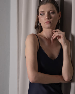 Satin Slip Dress in Navy