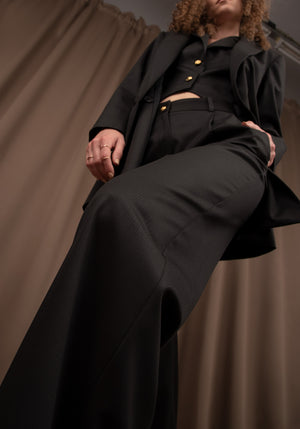 Women's Two Piece Powersuit in Bengal Stripe black